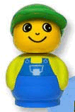 LEGO baby021 Primo Figure Boy with Blue Base, Lime Top with Blue Overalls, Green Hat