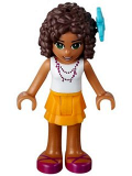 LEGO frnd051 Friends Andrea, Bright Light Orange Layered Skirt, White Top with Necklace with Music Notes, Flower